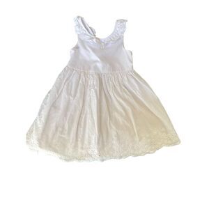 Tahari girls size 6 cotton white eyelet sleeveless summer dress low scoop back b